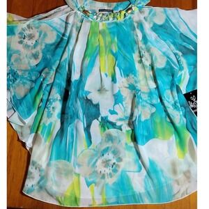 Madison Paige Sheer Floral Tunic Top Size L‎ – Kimono Flutter Sleeve Boho Beachy